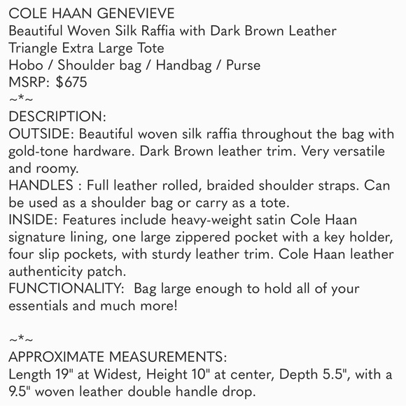 COLE HAAN *NWOT* EXCELLENT CONDITON - Picture 7 of 7